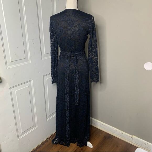 Ganni black Flynn Lace long sleeves midi dress size medium 38 goth wedding guest - Picture 4 of 10